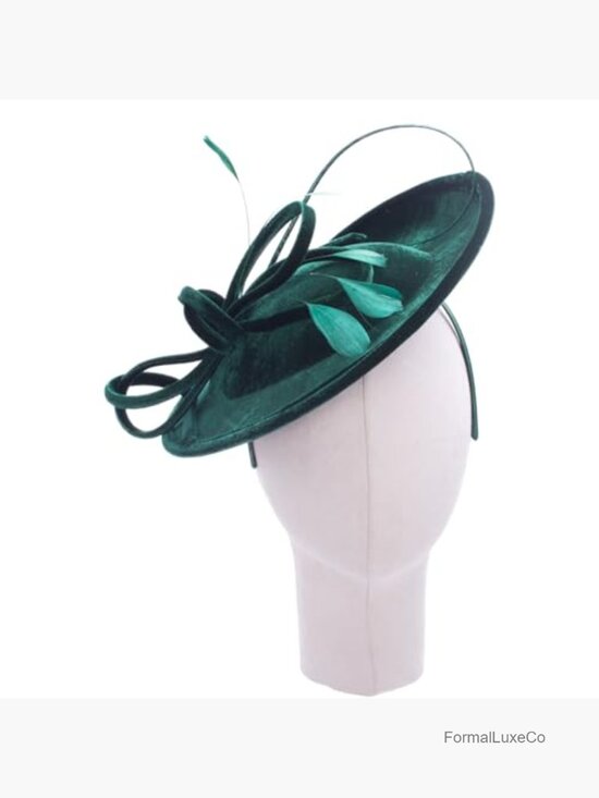 Velvet Disc Fascinator Headpiece with Loop Decor and Feathers main image 5
